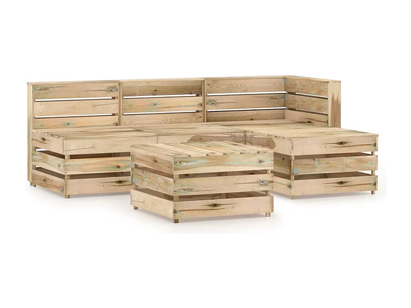Set de muebles de jardín 5 piezas madera de pino impregnada verde