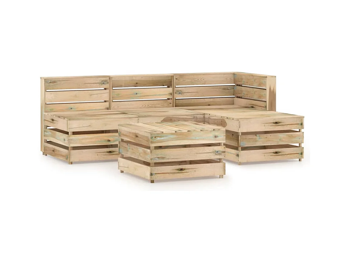 Set de muebles de jardín 5 piezas madera de pino impregnada verde