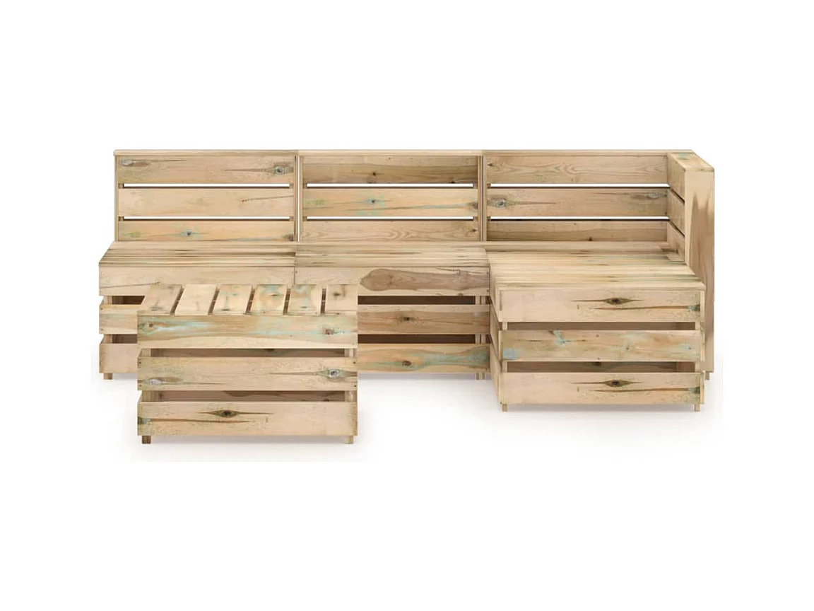 Set de muebles de jardín 5 piezas madera de pino impregnada verde