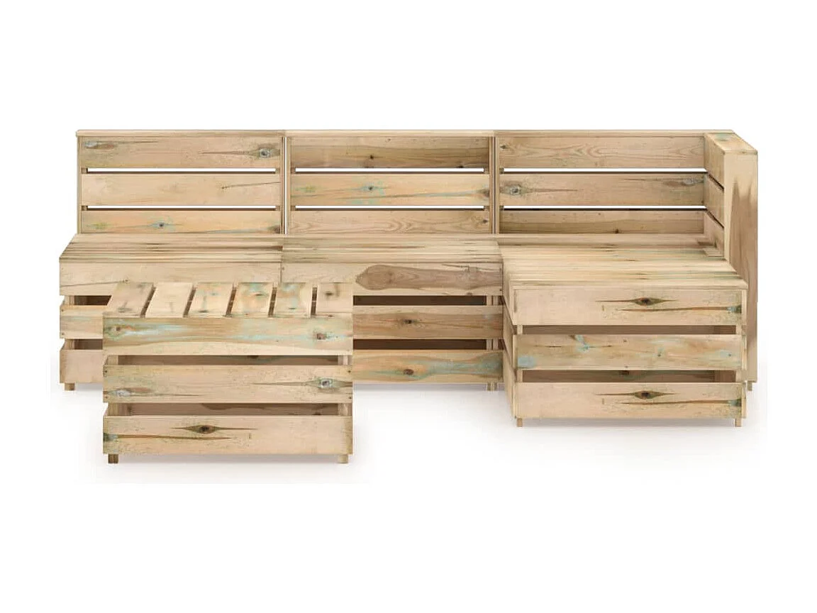 Salon de jardin 5 pièces Bois de pin imprégné de vert