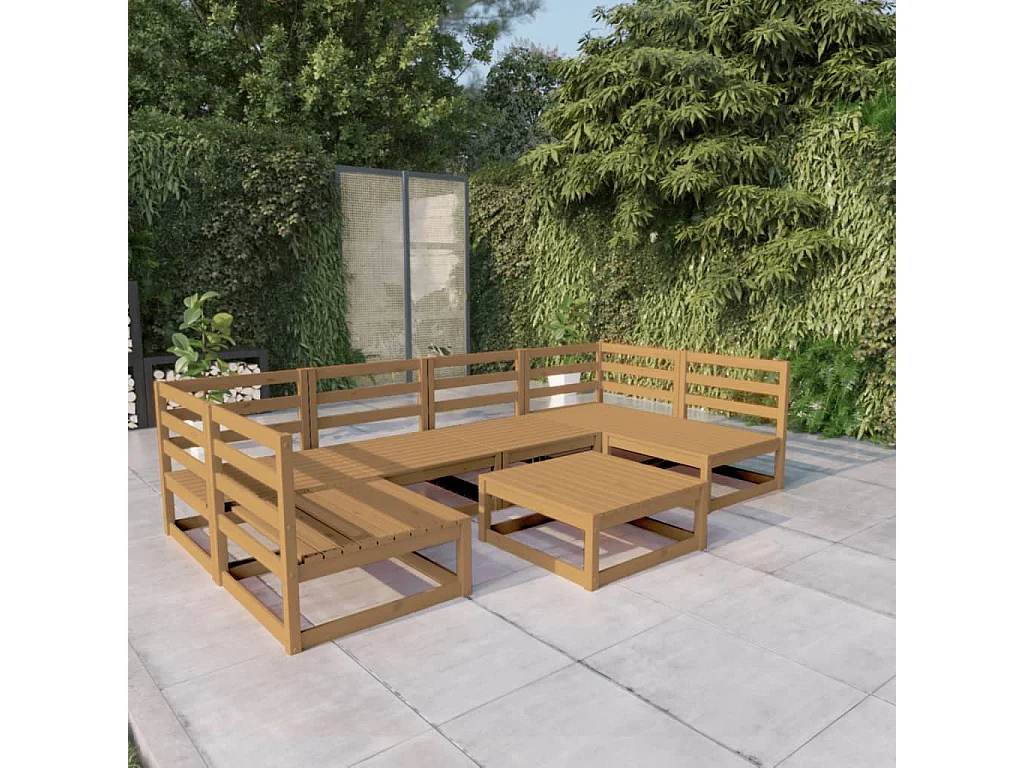 7-delige Loungeset massief grenenhout