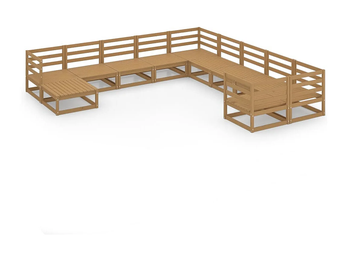 11 peças conjunto lounge de jardim pinho maciço