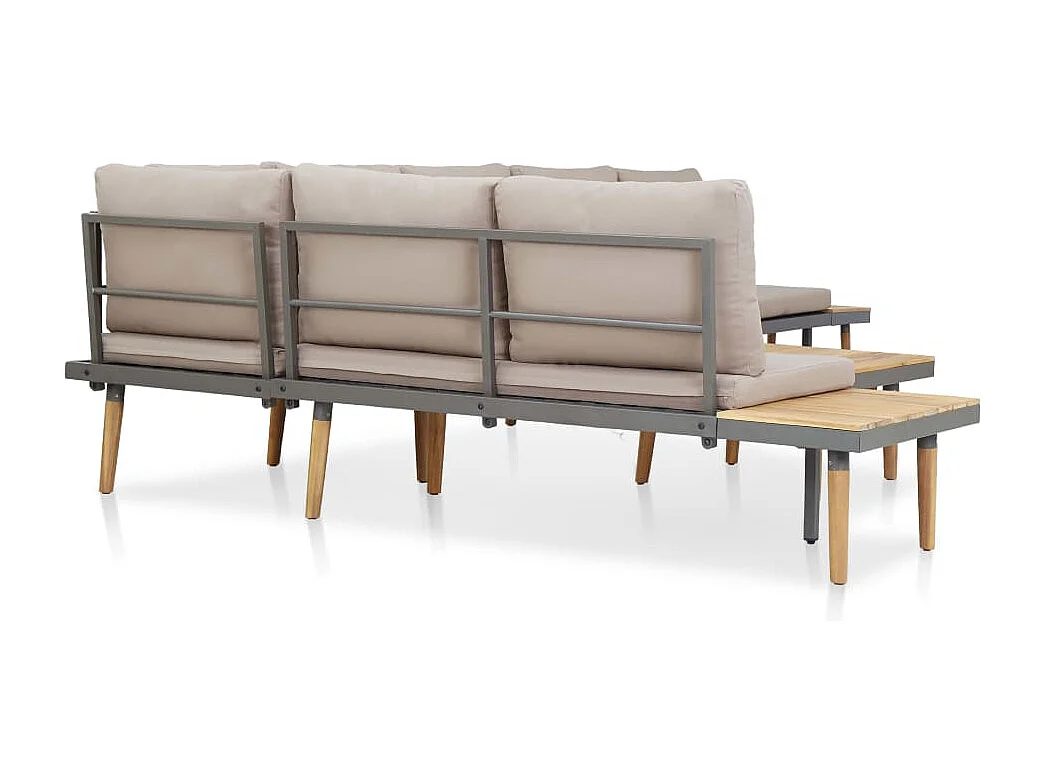 7 lugares conjunto lounge jardim + almofadões acácia castanho