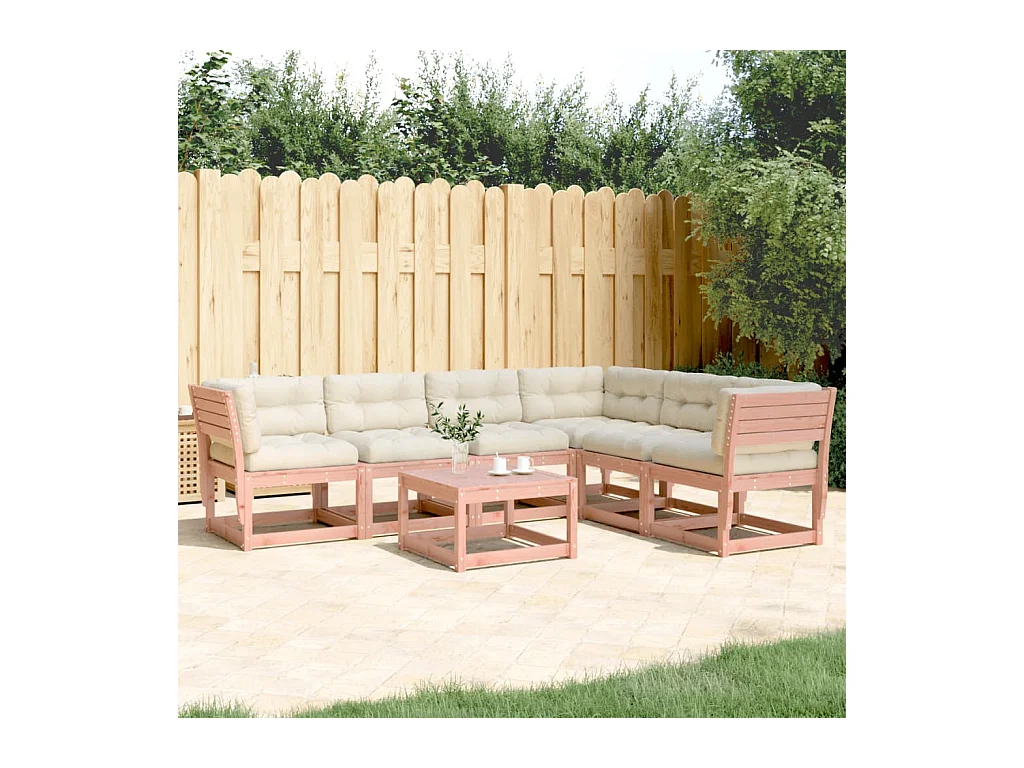 Salon de jardin 6 pièces avec coussins bois massif douglas