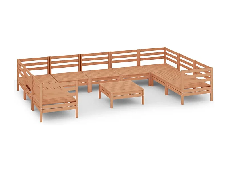 10 peças conjunto lounge de jardim pinho maciço castanho mel