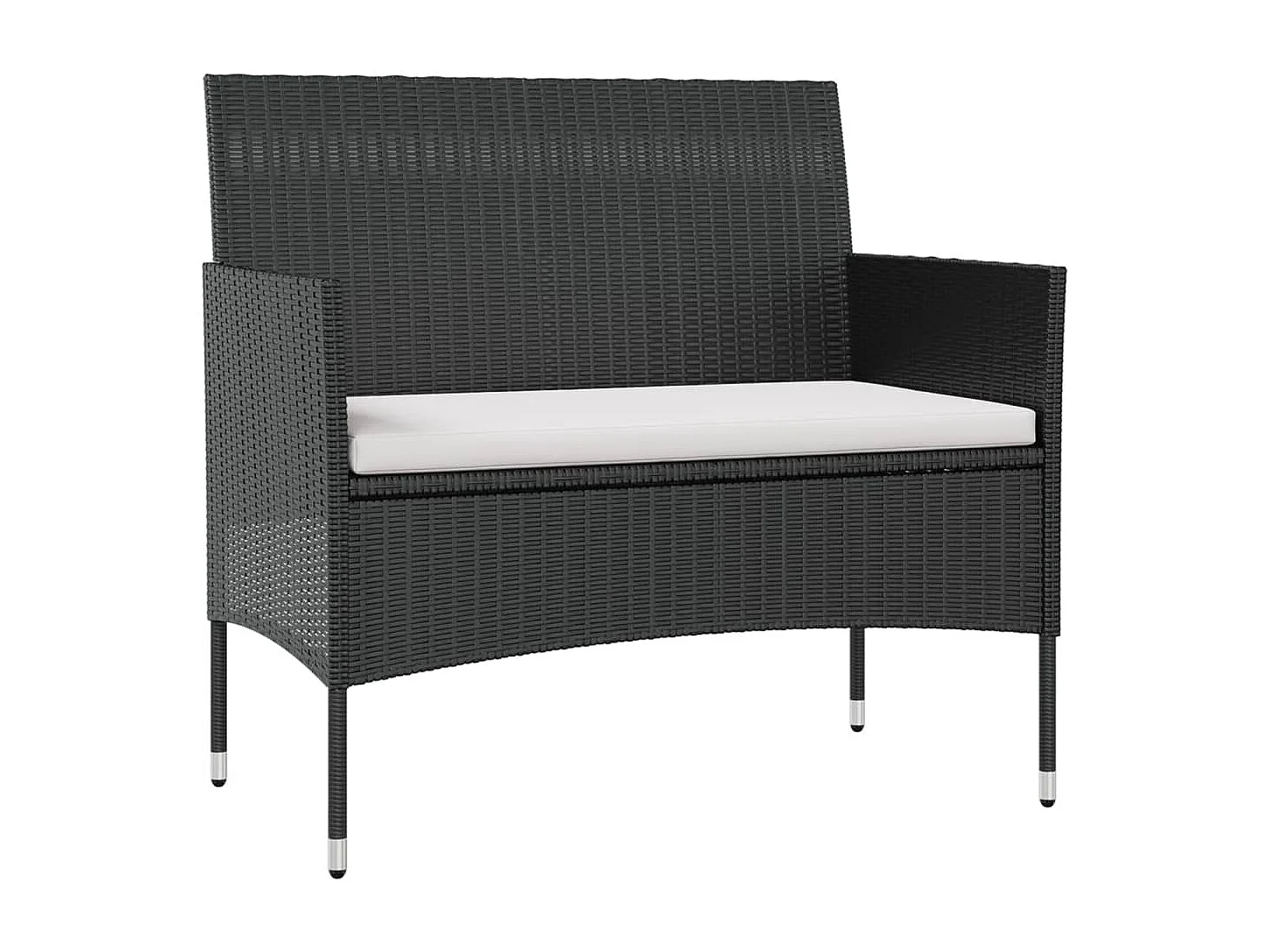 Set de muebles de jardín 8 piezas y cojines ratán sintético negro