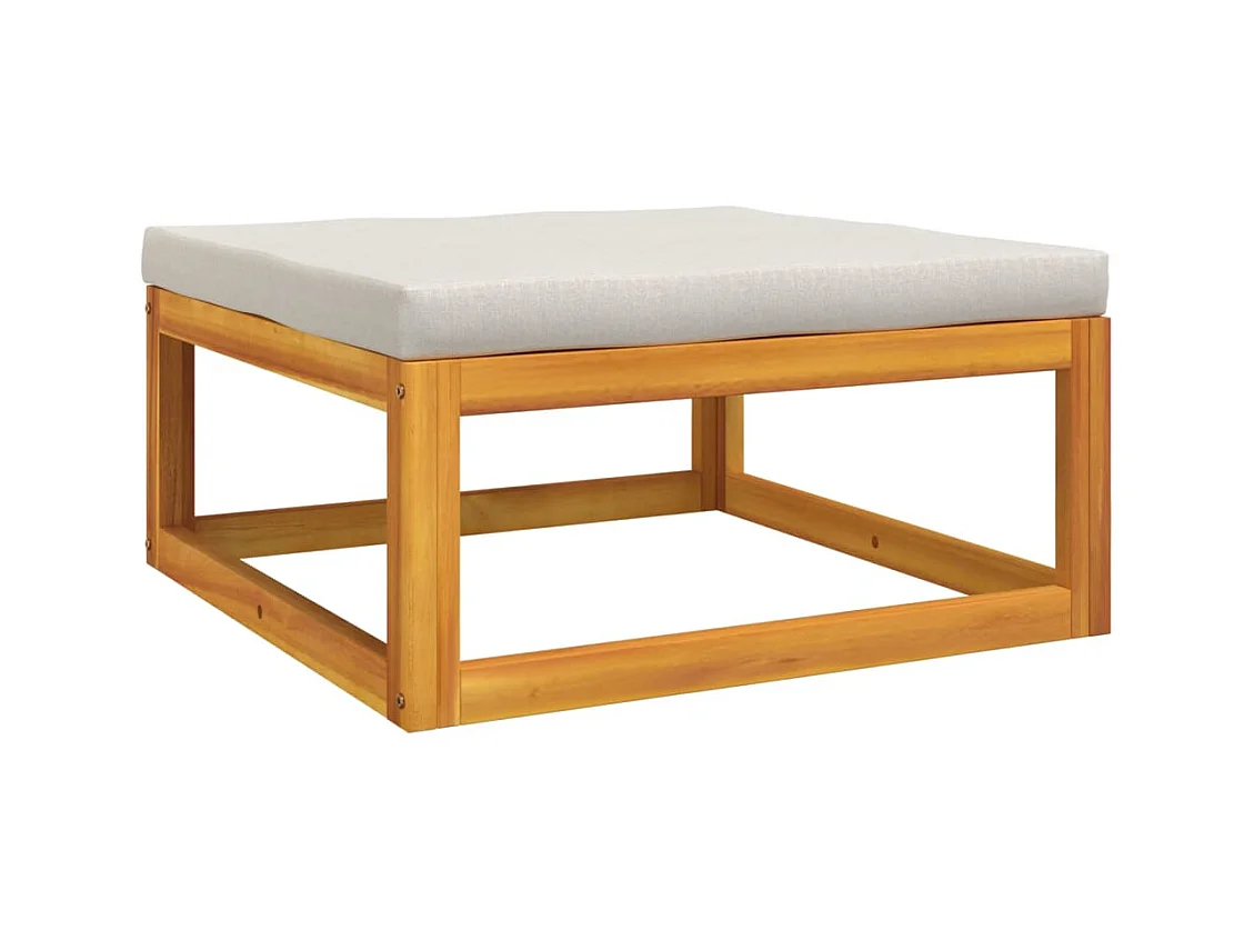 Set muebles de jardín 8 piezas madera maciza y cojines gris claro