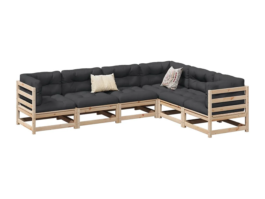 6-delige Loungeset massief grenenhout