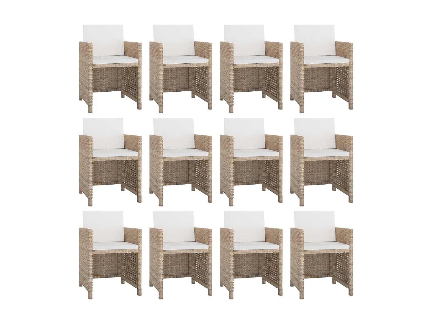 Set comedor de jardín 13 piezas y cojines ratán sintético beige