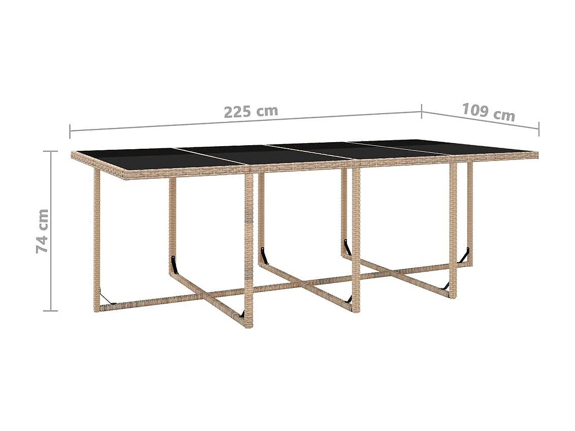Set comedor de jardín 13 piezas y cojines ratán sintético beige
