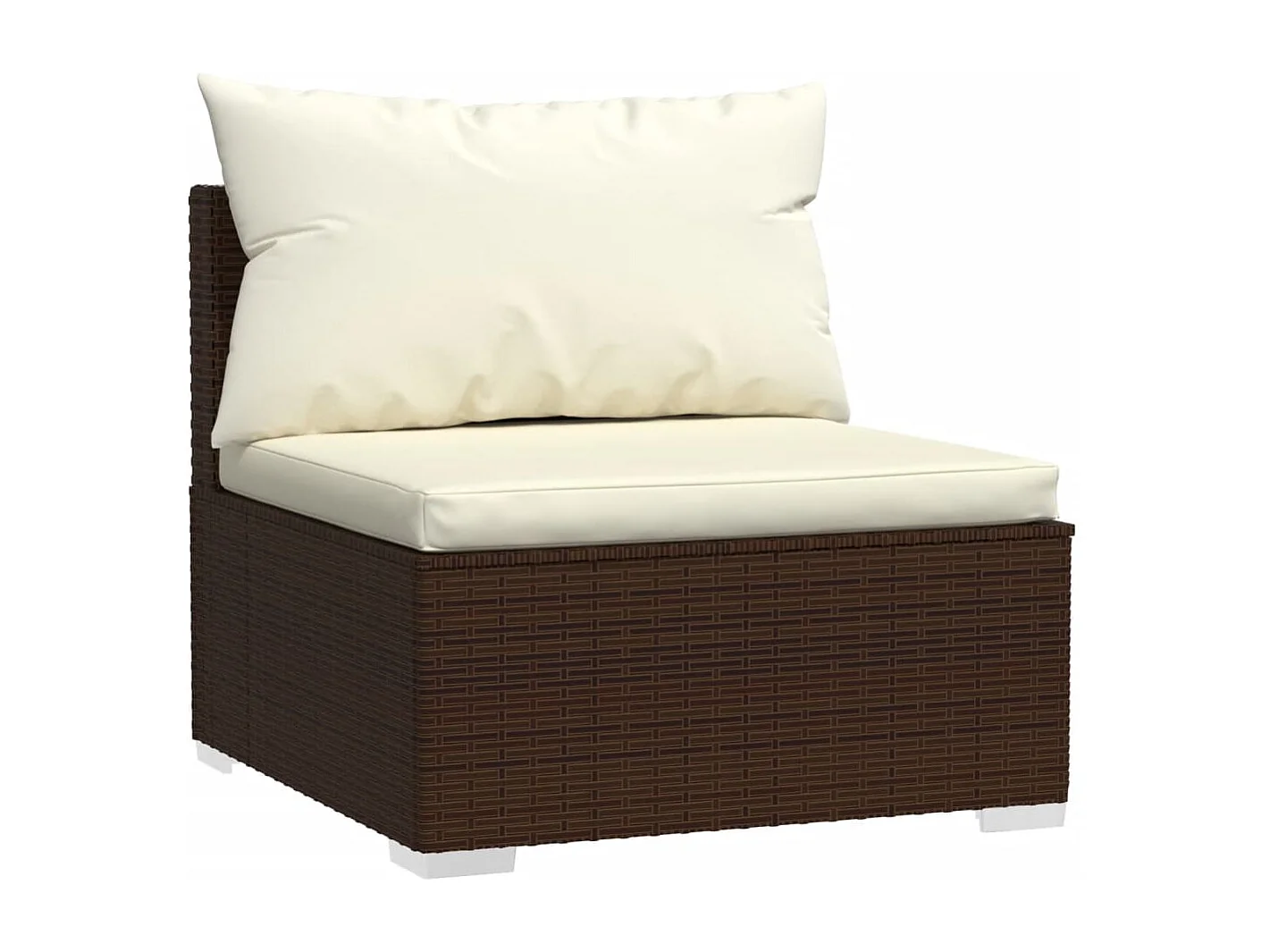 7 peças conjunto lounge jardim c/ almofadões vime PE castanho