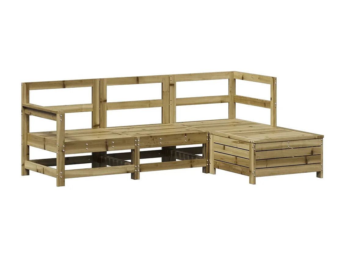 Juego de sofás de jardín 4 piezas madera de pino impregnada