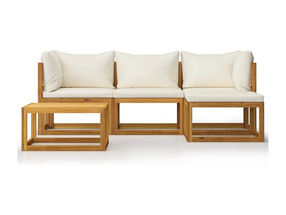 5-delige Loungeset met kussens massief acaciahout