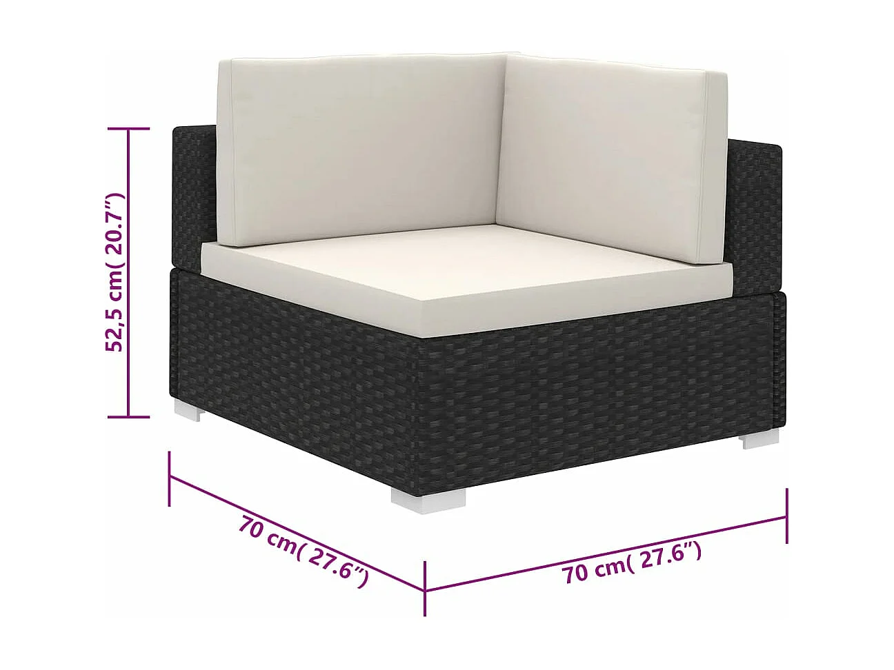 Salon de jardin avec coussins 6 pièces résine tressée noir