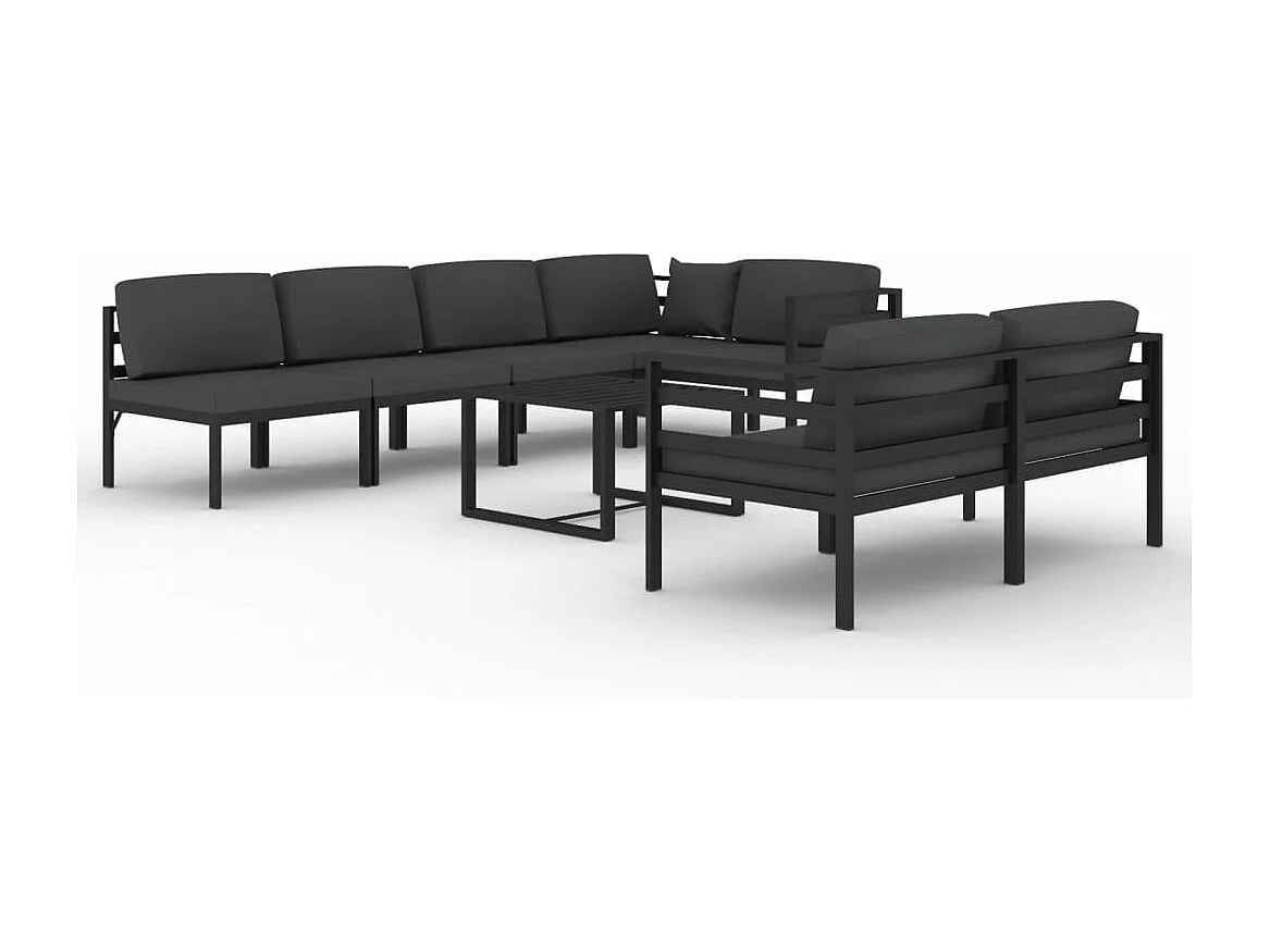 8-delige Loungeset met kussens aluminium antracietkleurig