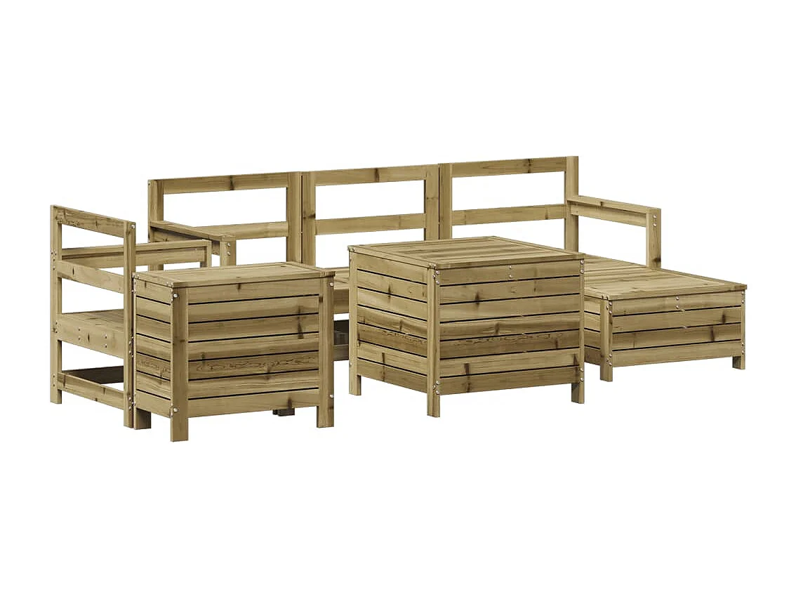 Juego de sofás de jardín 7 piezas madera de pino impregnada
