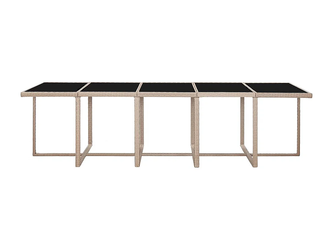 Set comedor de jardín 15 piezas y cojines ratán sintético beige