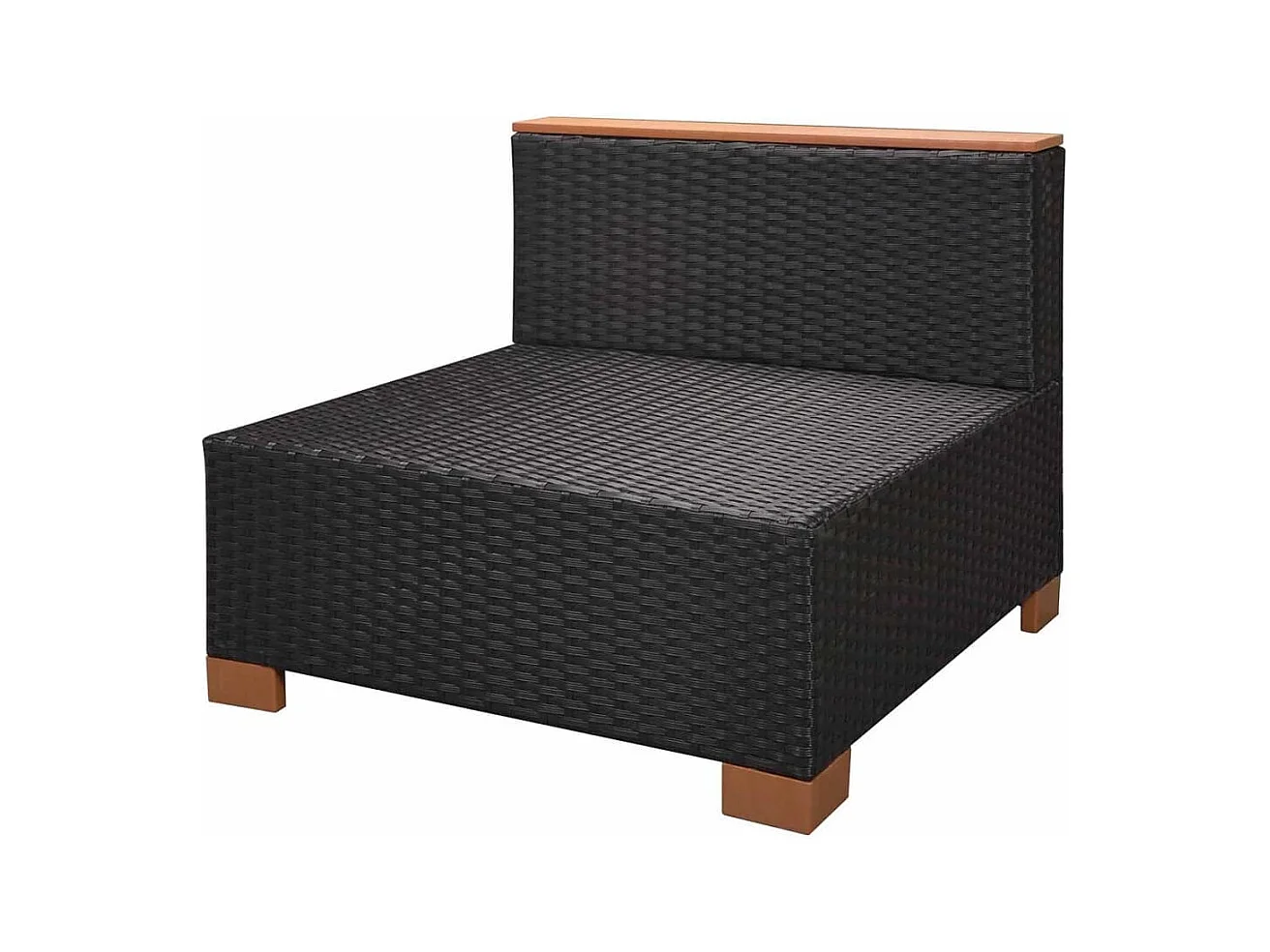 Salon de jardin 7 pièces avec coussins Résine tressée Noir