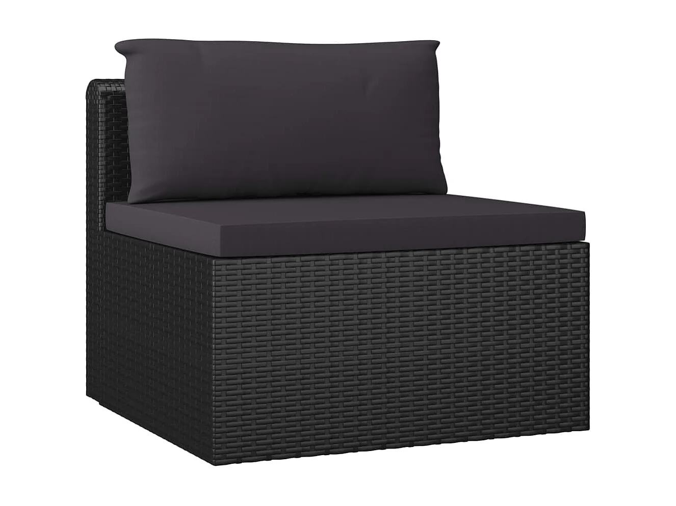 Set muebles de jardín 7 piezas y cojines ratán sintético negro