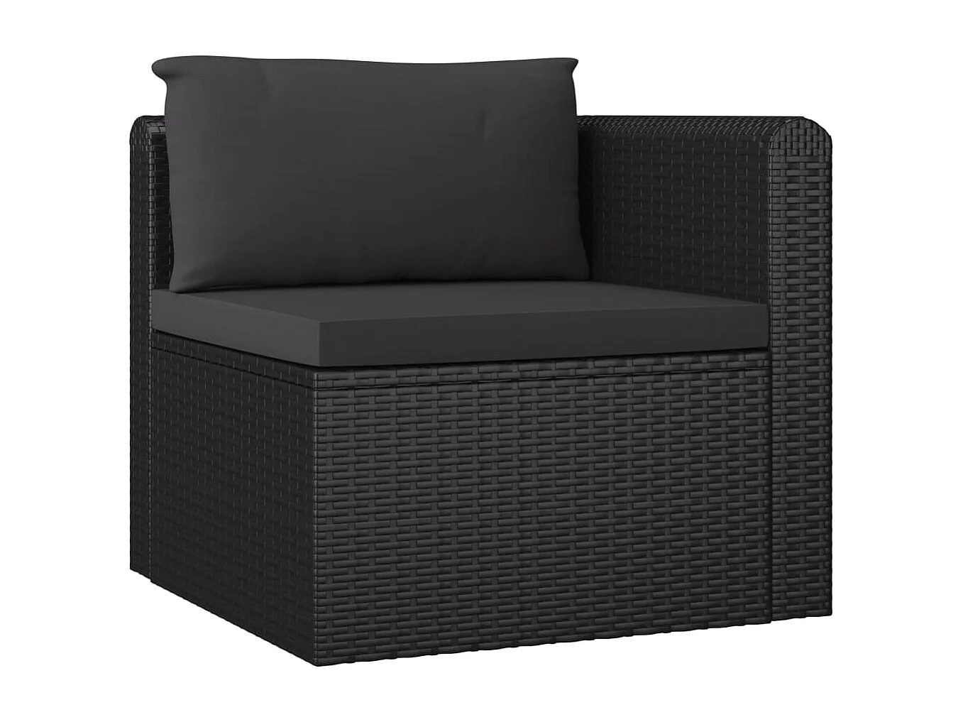 Set muebles de jardín 7 piezas y cojines ratán sintético negro
