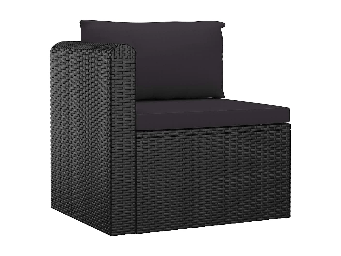 Set muebles de jardín 7 piezas y cojines ratán sintético negro