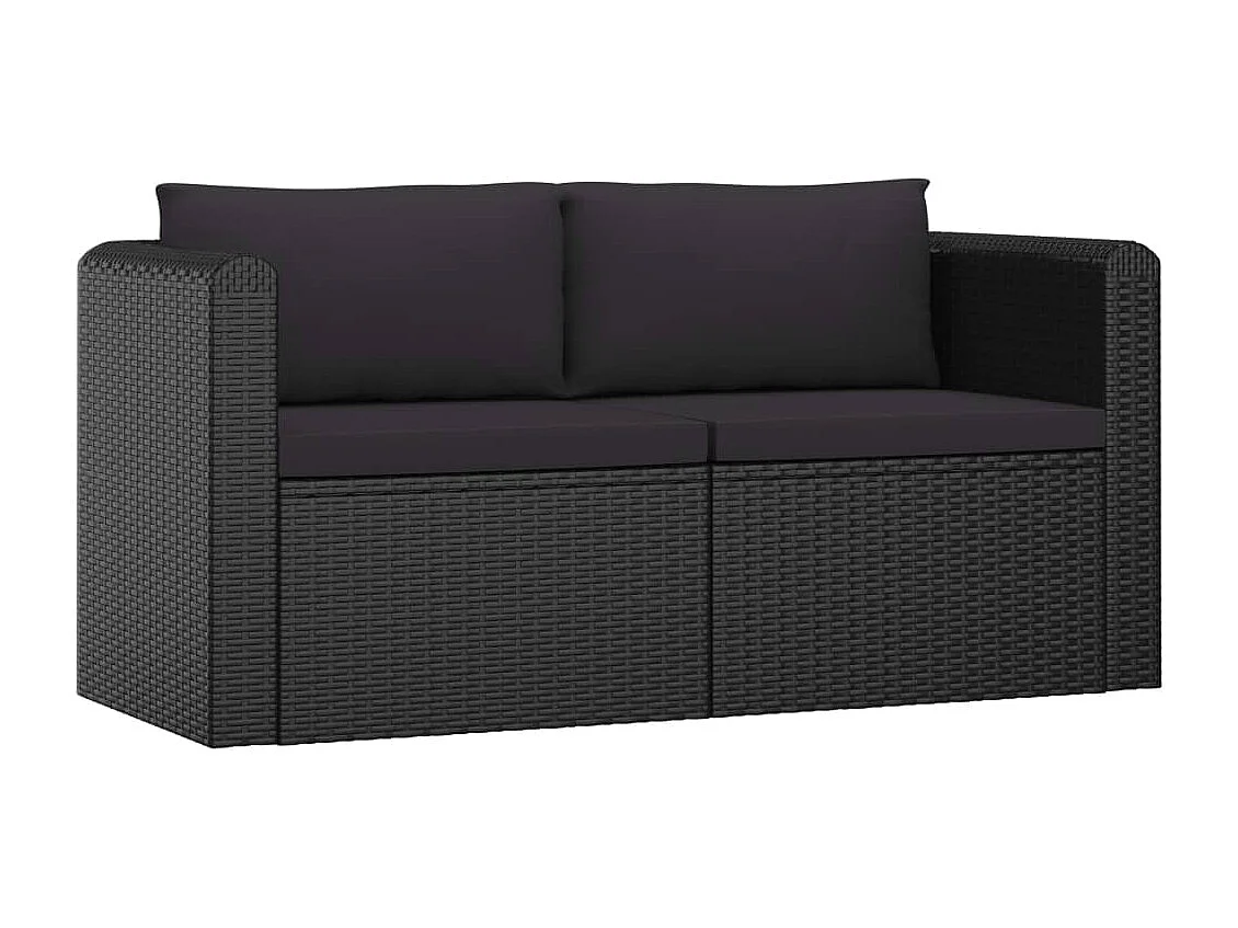 Set muebles de jardín 7 piezas y cojines ratán sintético negro