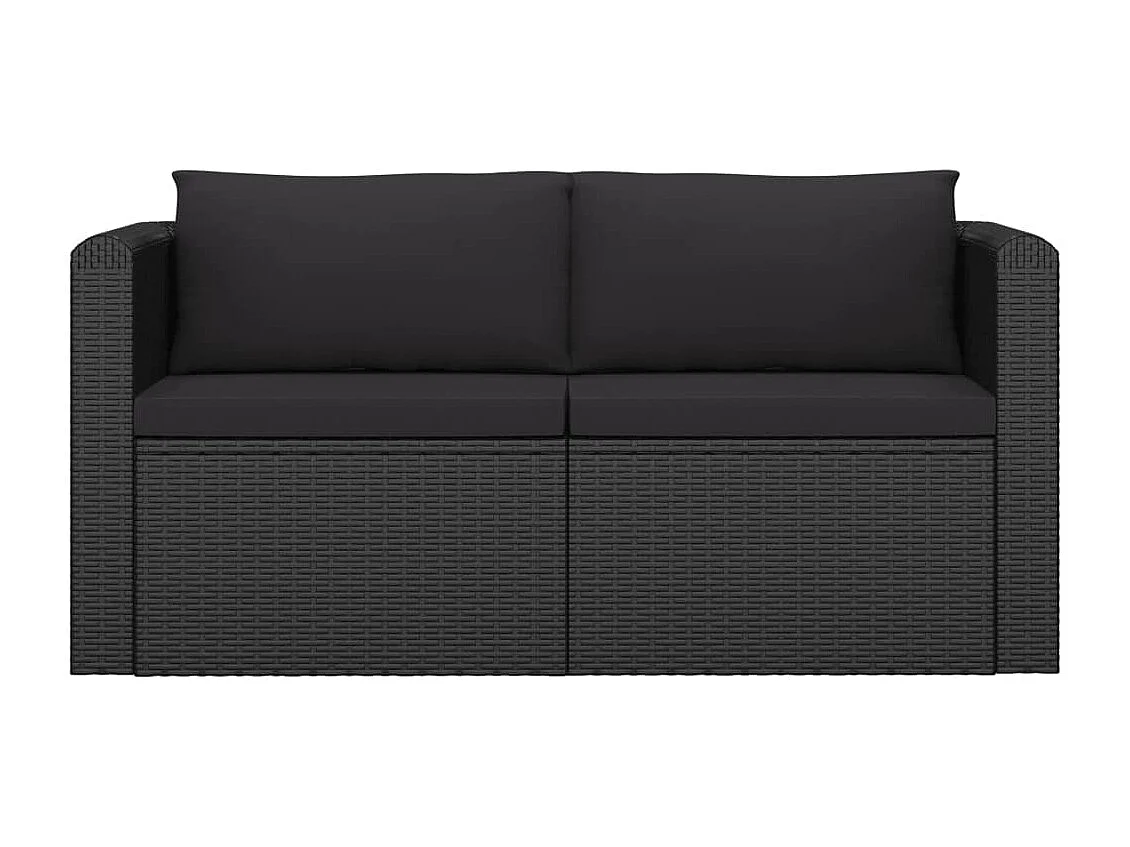 Set muebles de jardín 7 piezas y cojines ratán sintético negro