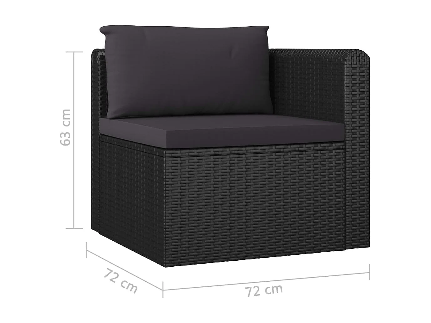 Set muebles de jardín 7 piezas y cojines ratán sintético negro