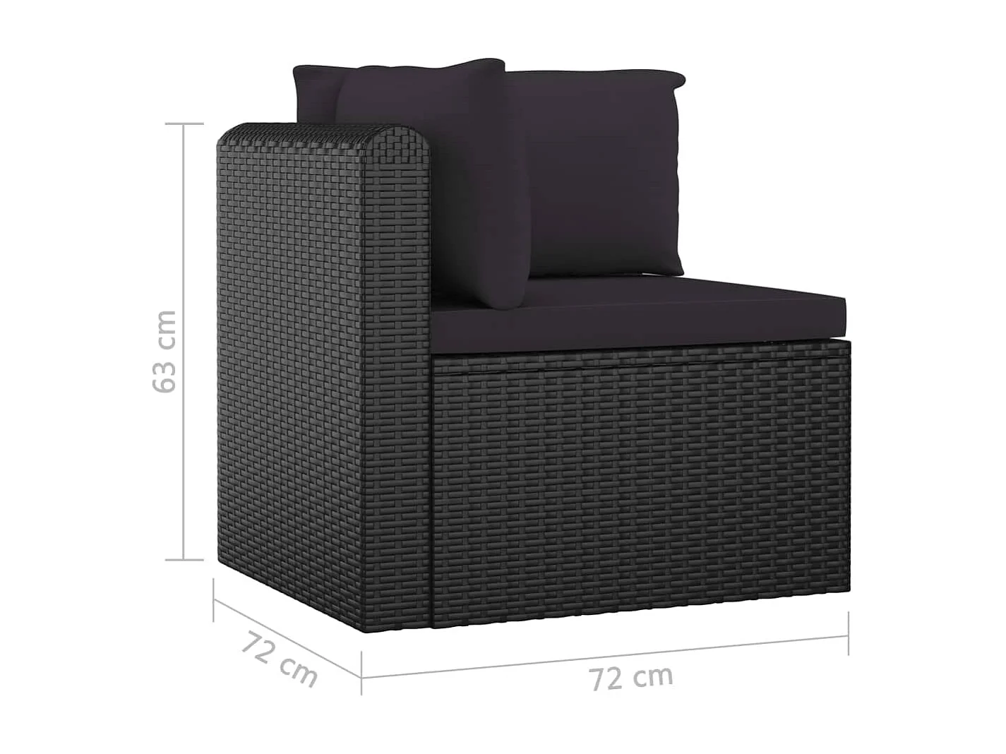 Set muebles de jardín 7 piezas y cojines ratán sintético negro