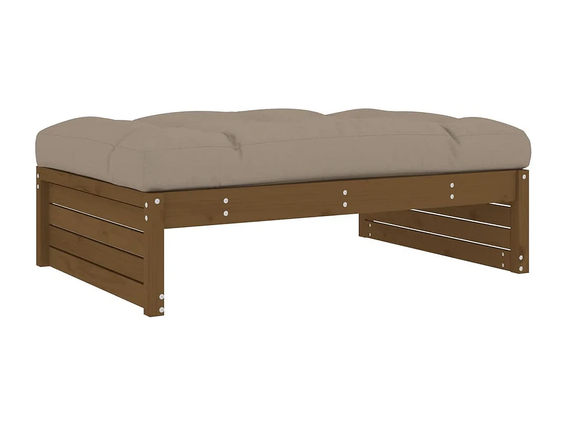 Salon de jardin 2 pièces avec coussins marron miel bois massif