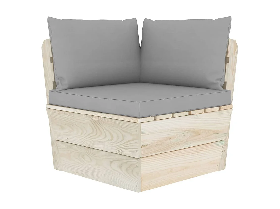 Muebles de jardín de palets 6 piezas y cojines madera de abeto