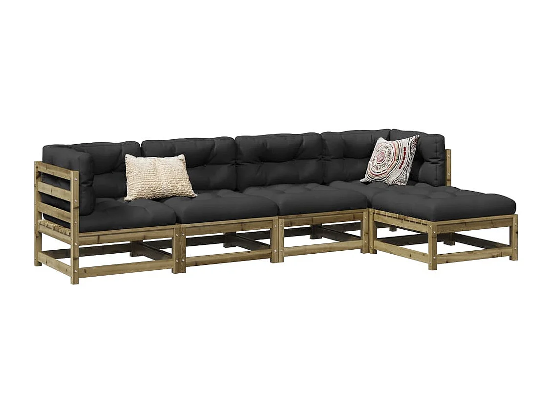 Salon de jardin 5 pièces bois de pin imprégné