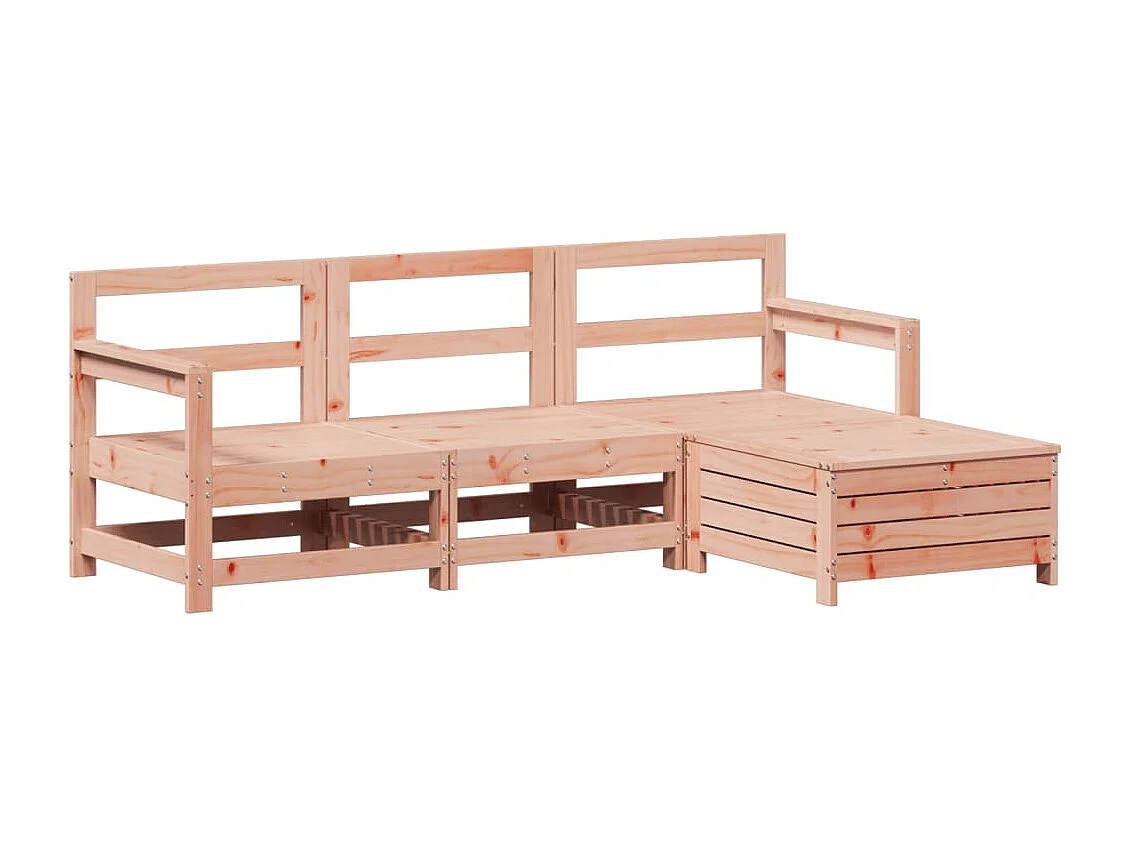 Juego de sofás de jardín 4 piezas madera maciza de abeto Douglas
