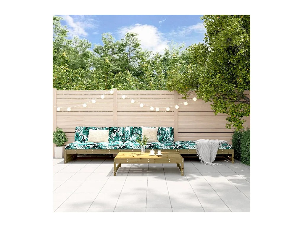 Salon de jardin 4 pièces avec coussins bois de pin imprégné