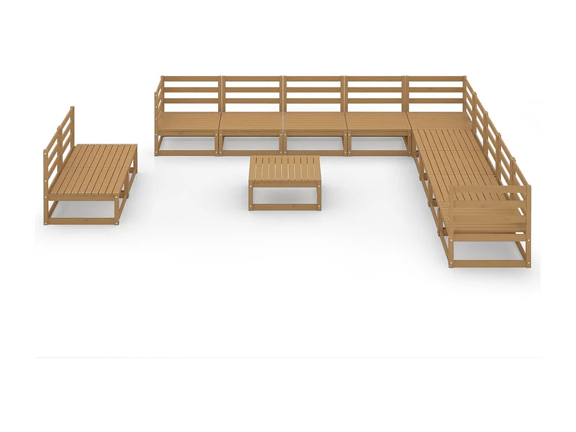 12 peças conjunto lounge de jardim pinho sólido castanho mel