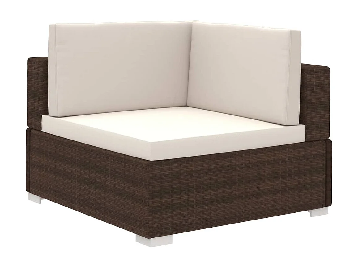8-delige Loungeset met kussens poly rattan bruin