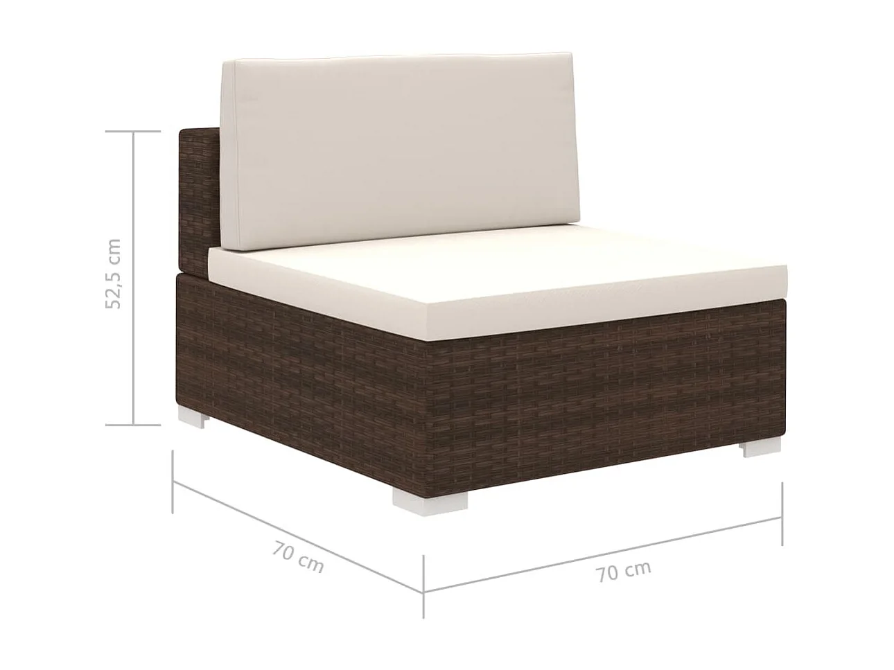 8-delige Loungeset met kussens poly rattan bruin