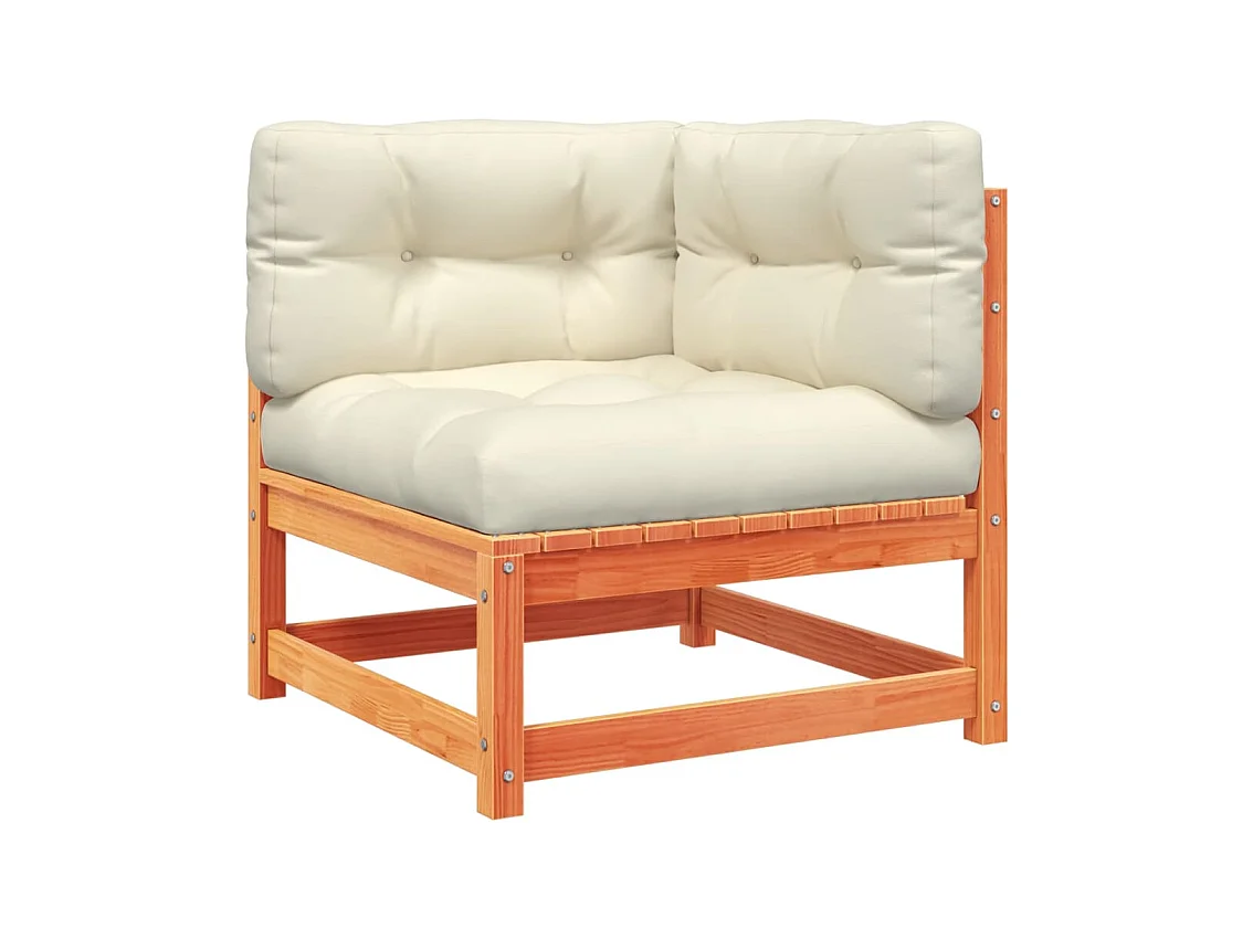 Salon de jardin 8 pièces avec coussins marron cire bois pin massif