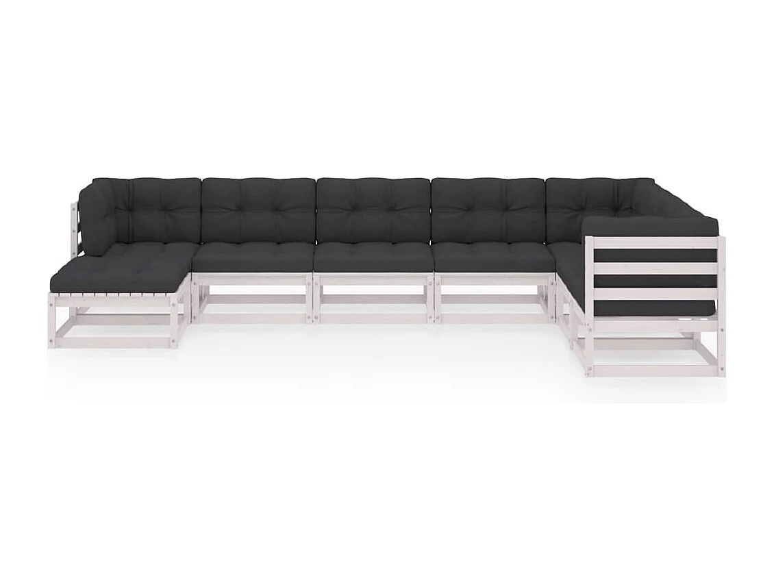 8 peças conjunto lounge de jardim com almofadões pinho maciço