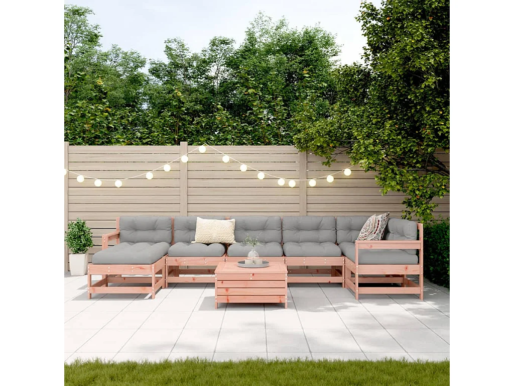 Juego de sofás de jardín 8 piezas madera maciza de abeto Douglas
