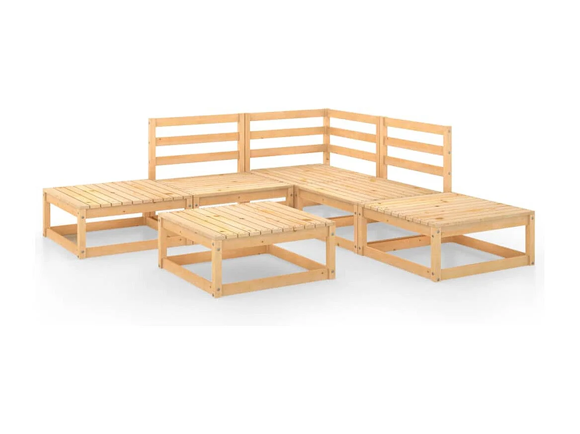 6 peças conjunto lounge de jardim pinho maciço