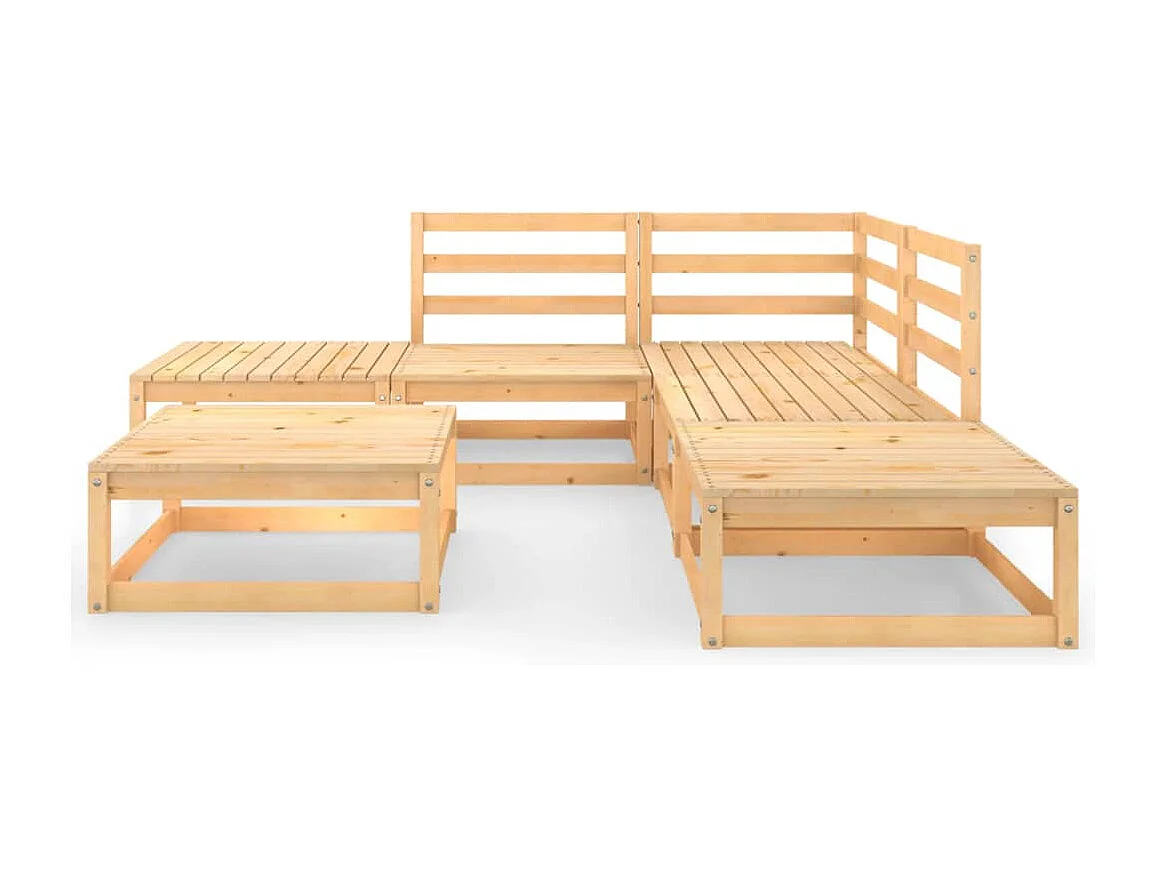 6 peças conjunto lounge de jardim pinho maciço