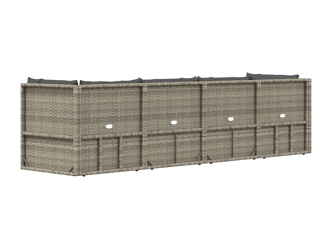 Salon de jardin 4 pièces avec coussins Gris Résine tressée