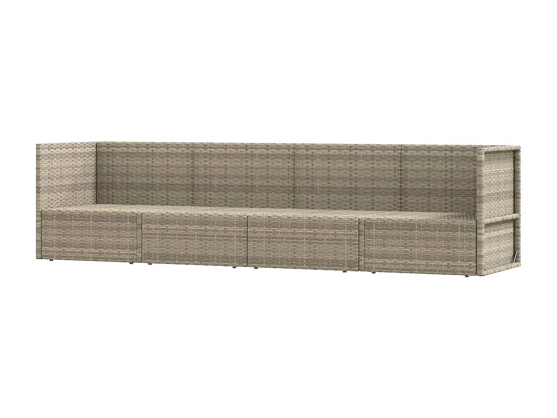 4-delige Loungeset met kussens poly rattan grijs