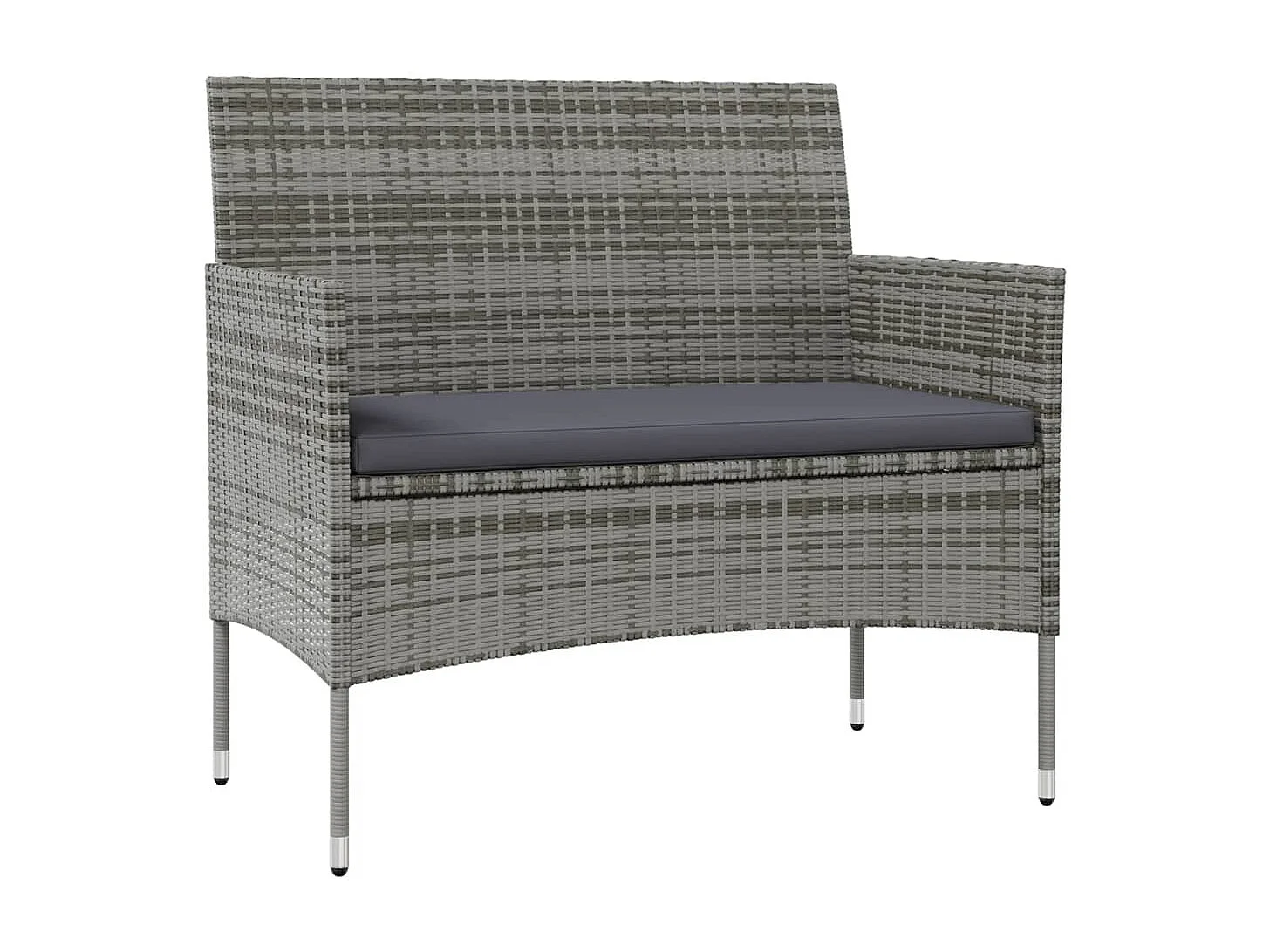 8 peças conjunto lounge de jardim c/ almofadões vime PE cinzento