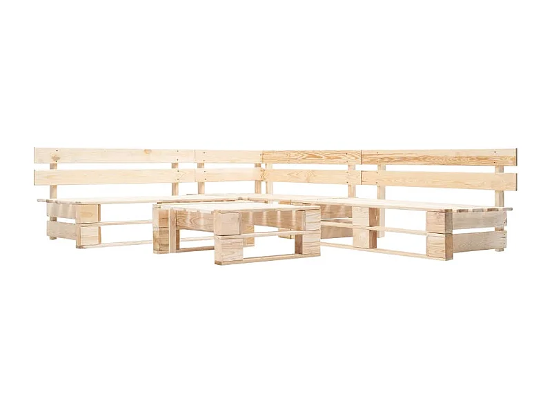 Sofás paletes jardim 4 peças madeira natural