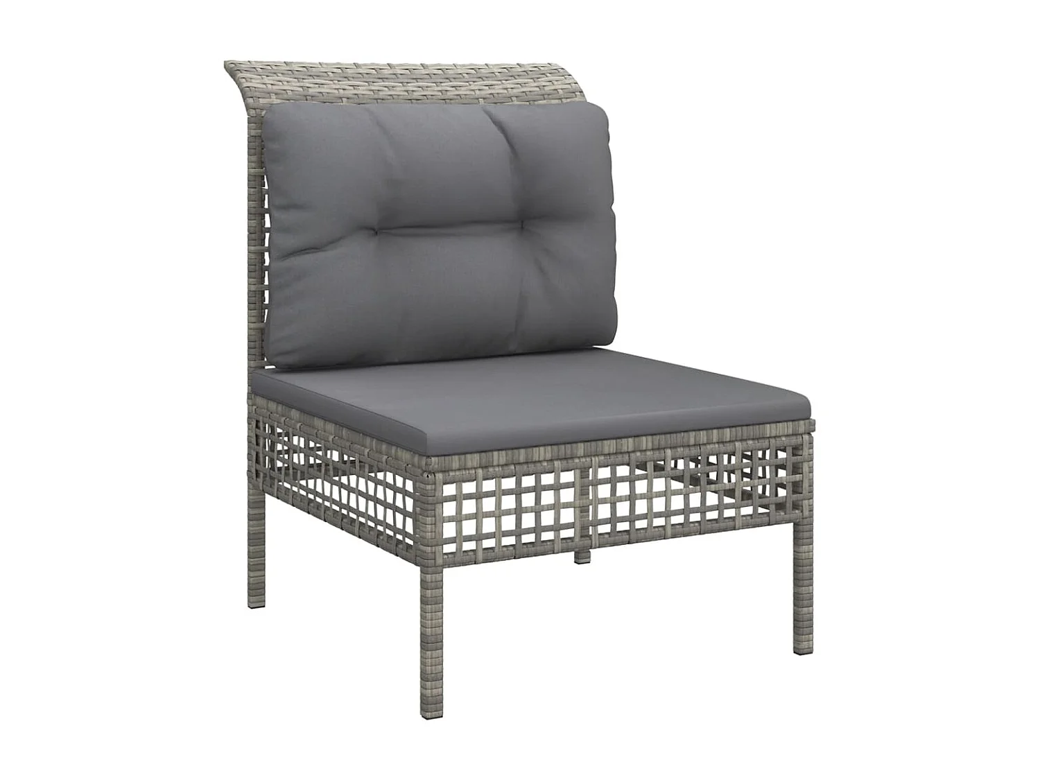 6-delige Loungeset met kussens poly rattan grijs