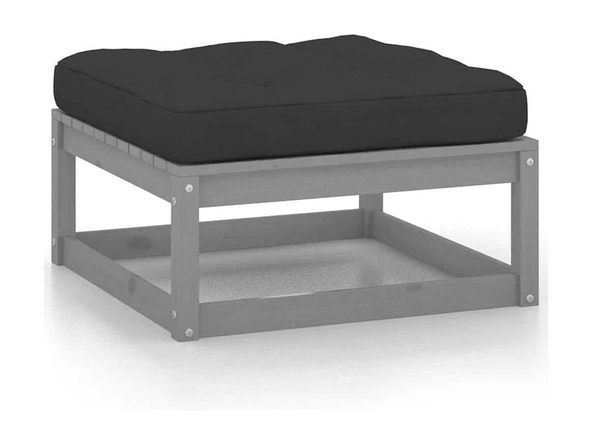 9peças conjunto lounge de jardim c/ almofadões pinho maciço cinza