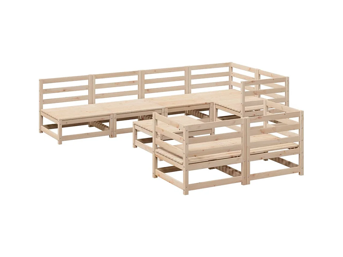 Salon de jardin 8 pièces bois de pin massif