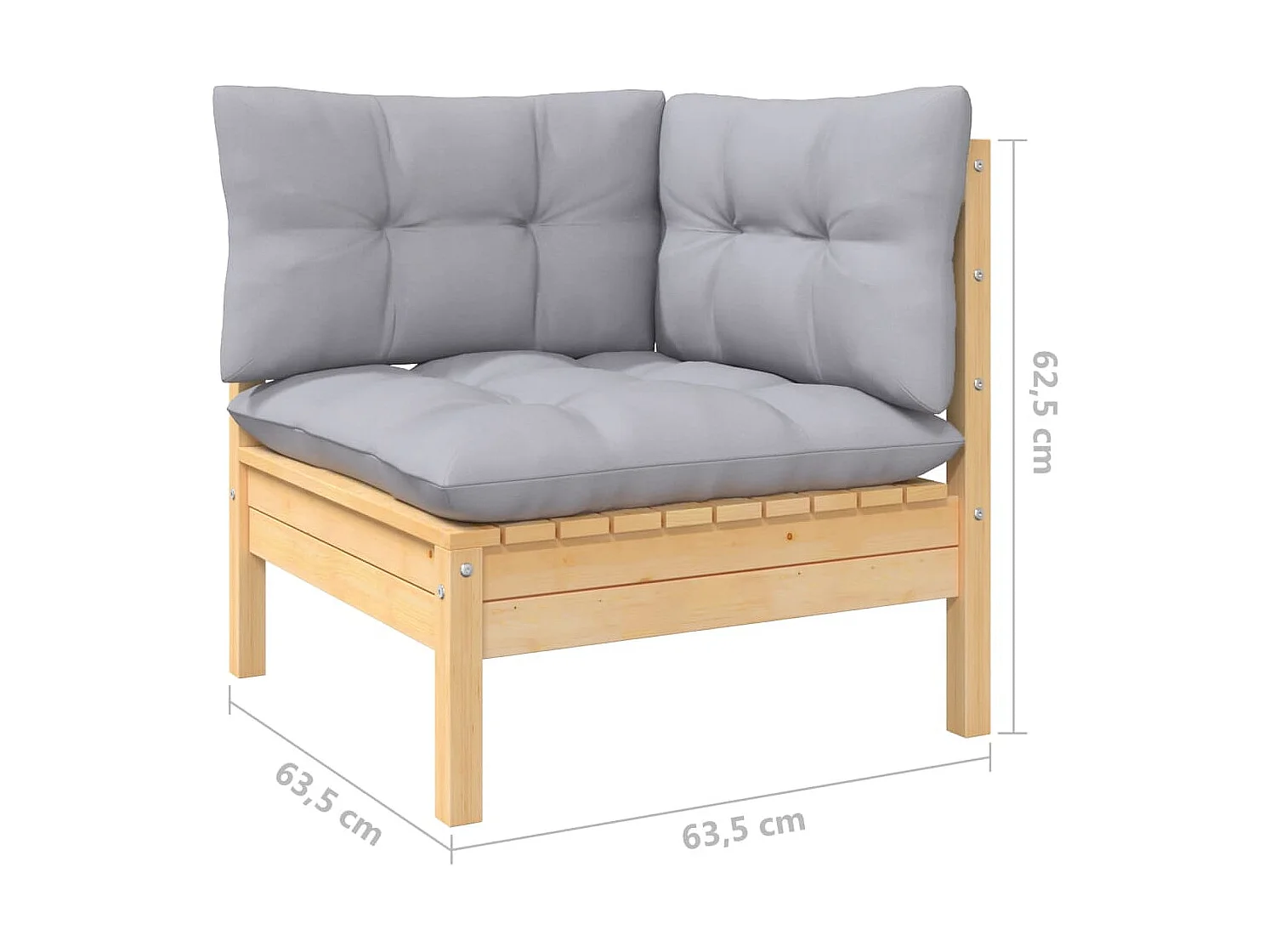 Juego de muebles de jardín 6 piezas y cojines madera pino gris